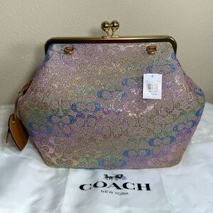 Coach Rainbow Crystal Kisslock Large Frame Bag #B22